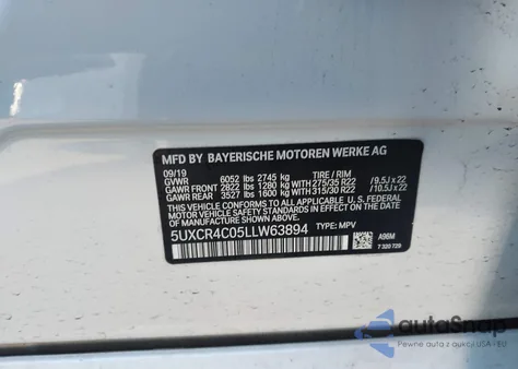 2020 BMW X5 Sdrive40I from USA, damaged, VIN 5UXCR4C05LLW63894